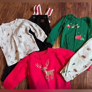 Holiday Bundle!! 2 outfits + sweater (5 pieces!) 9 MO